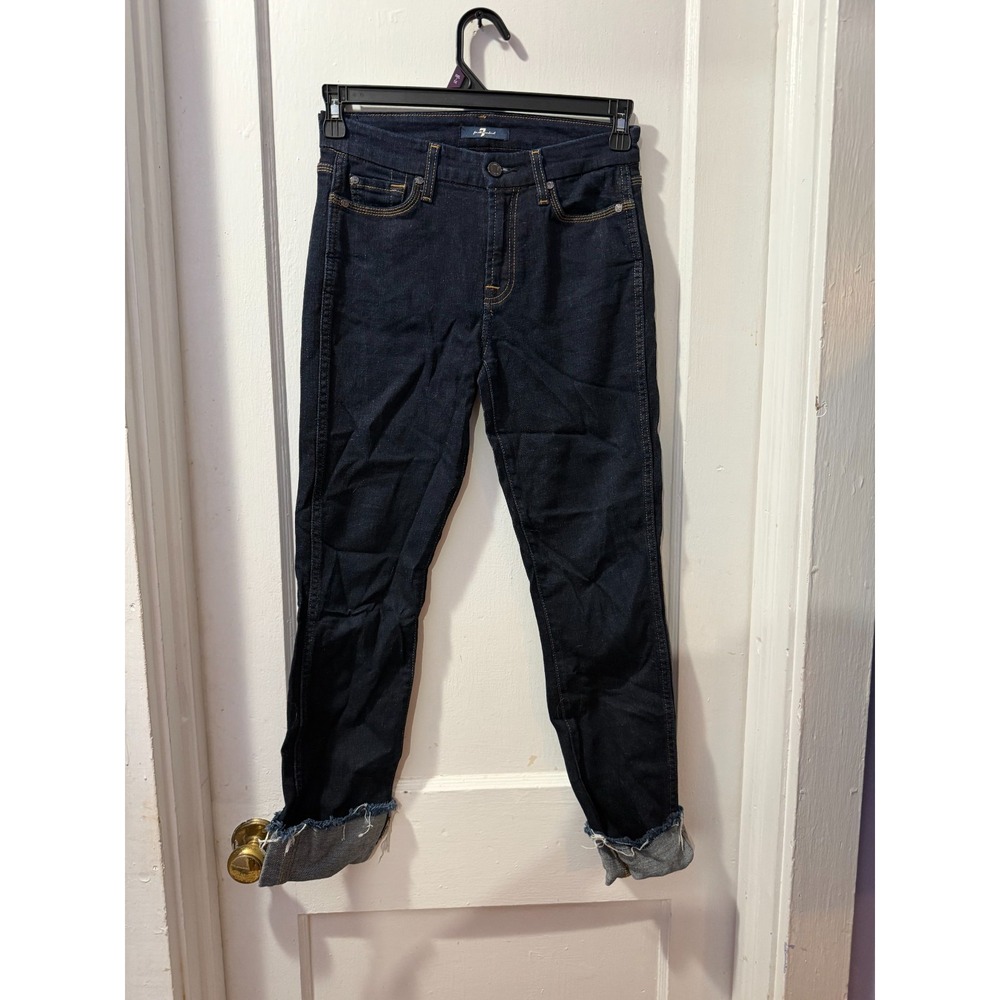 7 For All Mankind Skinny Cuffed Dark Jeans in 25